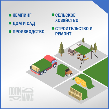 Полог/тент полиэтиленовый 70 г/м2, 4 х 6 м, хаки